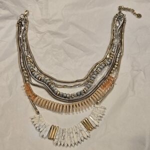 Stella & Dot Ezra Elegant Layering Necklace with Natural Stone, Mixed Metals.